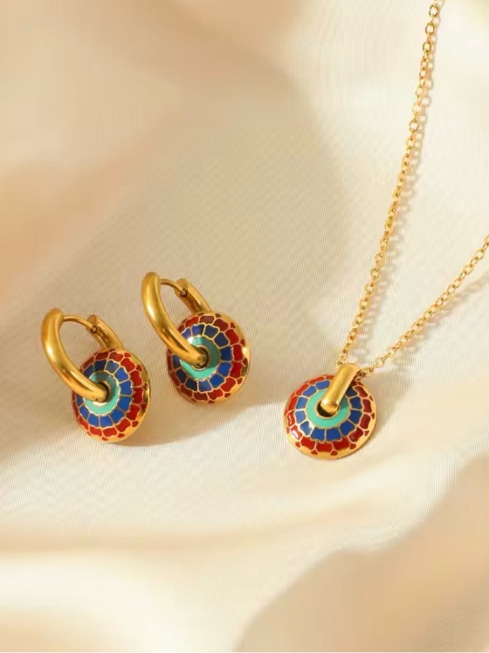 Elegant  Multicolor Necklace &  Earrings Set - Picture 2 of 6